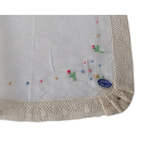 Handkerchief Hanky Hankie Vintage White Embroidered - Picture 2 of 3
